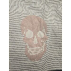 Skull Baby Pink And Gray Cashmere Blanket Or Shawl  NWT 38"x28"